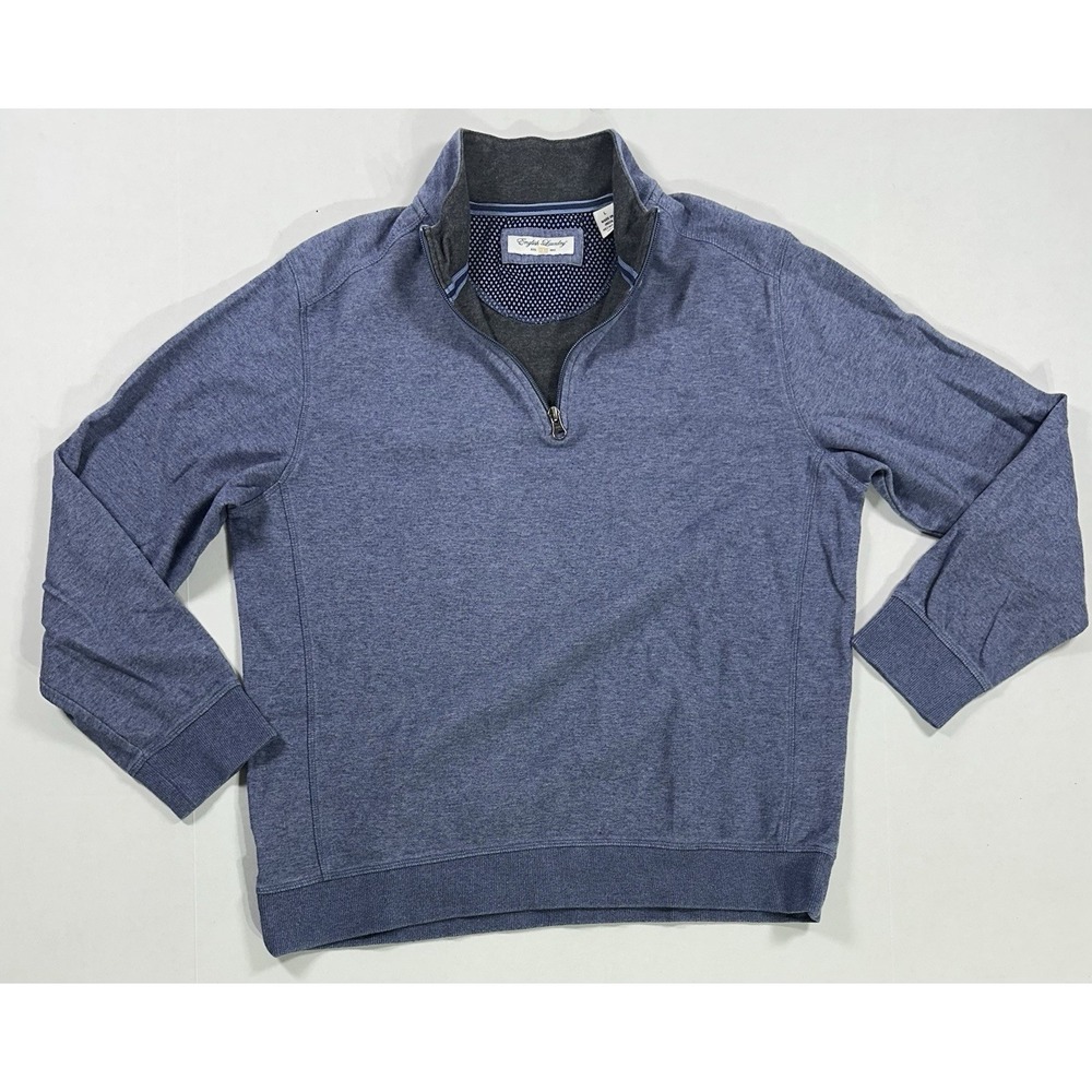 English Laundry 1/4 Zip Pullover Sweater Mens Large Blue Mock Neck Long Sleeve
